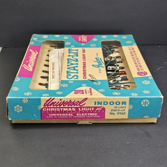 Stayz-Lit Vintage Christmas String Light Set WORKS with Box And Spare Bulbs 996K - Picture 12 of 15